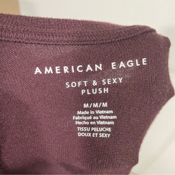 American Eagle Soft and Sexy Plus Burgundy Lightweight Crewneck Sweater - Picture 4 of 4